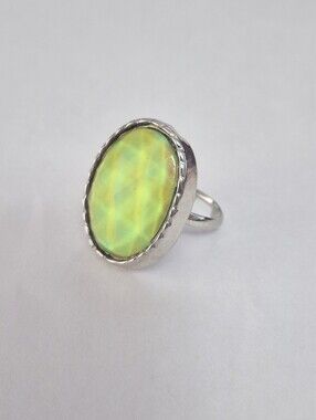 Adjustable Mood Ring Large Oval Color Changing Stone Silver Tone
